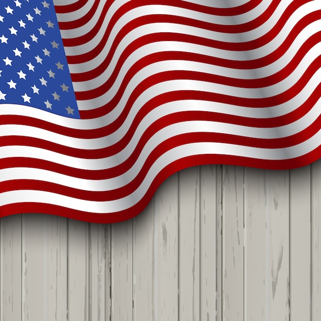 Free Vector american flag on a wooden background