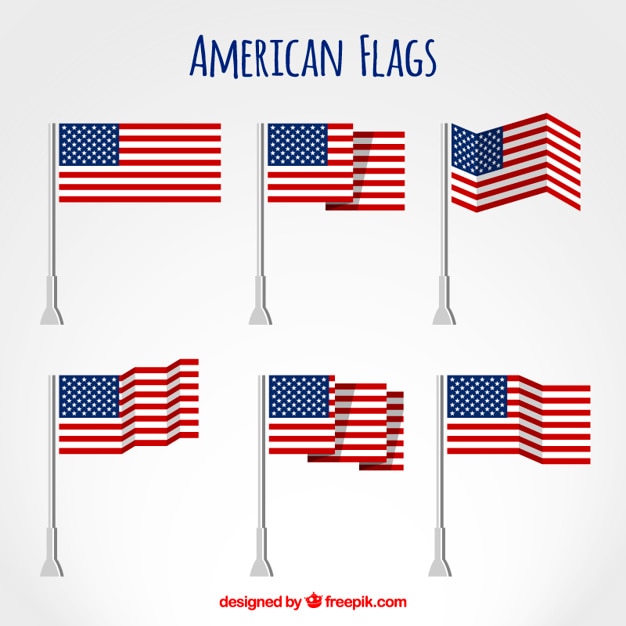 Free Vector american flags flat set