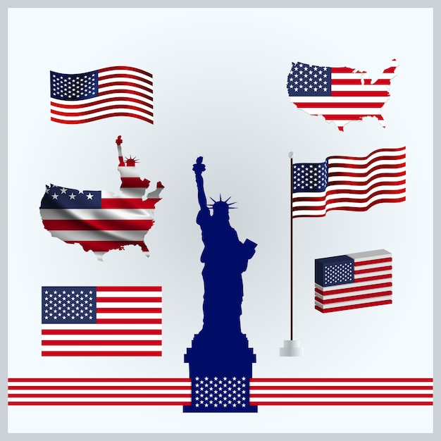 American flags set