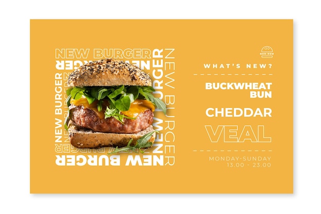 American food banner template with burger photo