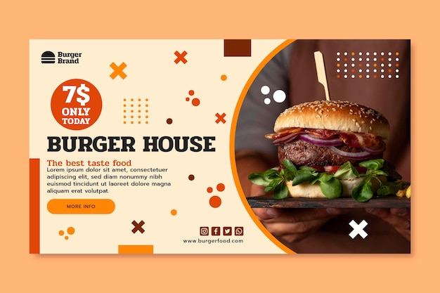 American food horizontal banner template