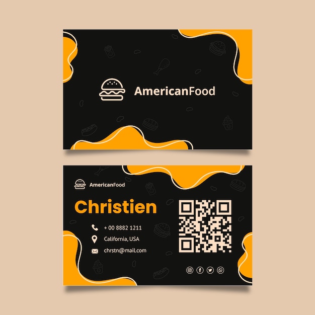 American food horizontal business card