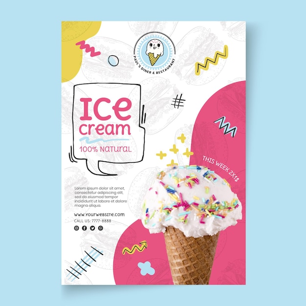 American food ice cream poster template