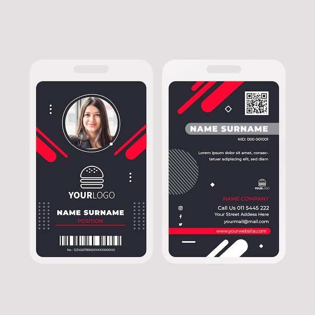 American food id card template