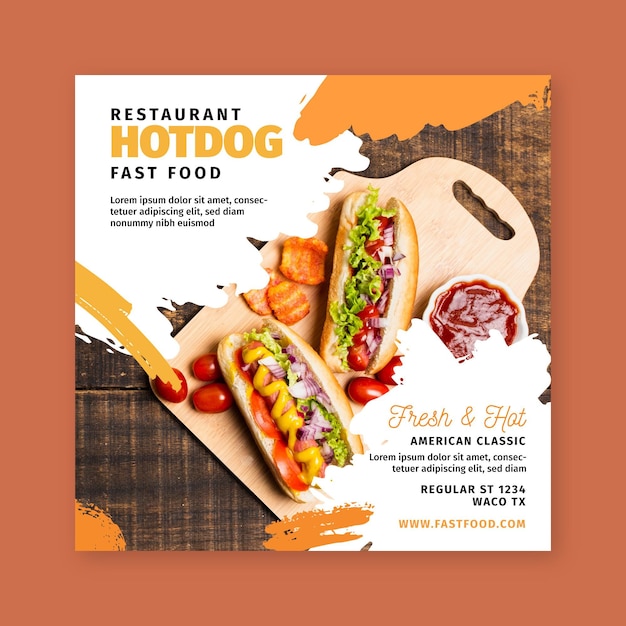 American food square flyer template