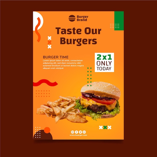 American food vertical poster with burger