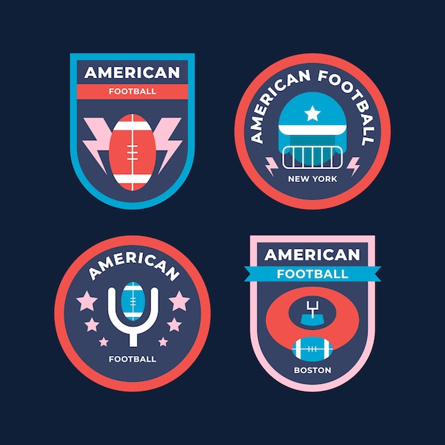 American football flat badges or labels