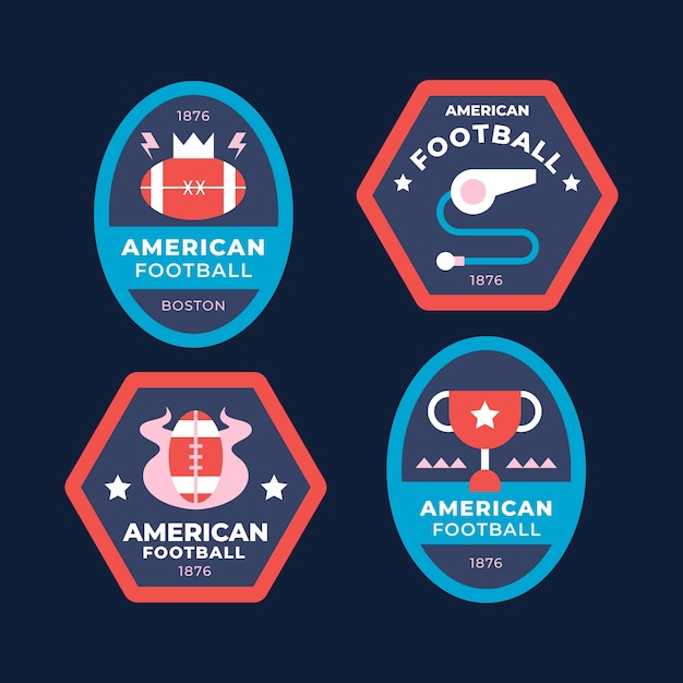 American football flat badges or labels