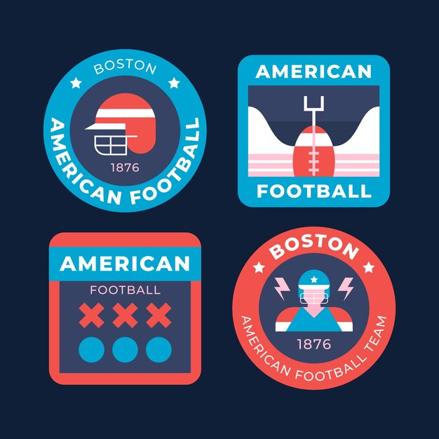 American football flat badges or labels