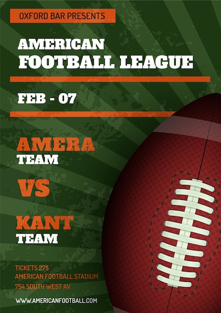 Free Vector american football league poster template