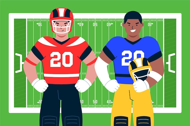 Free Vector american football players in front of field