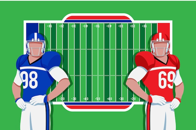 Free Vector american football players in front of field