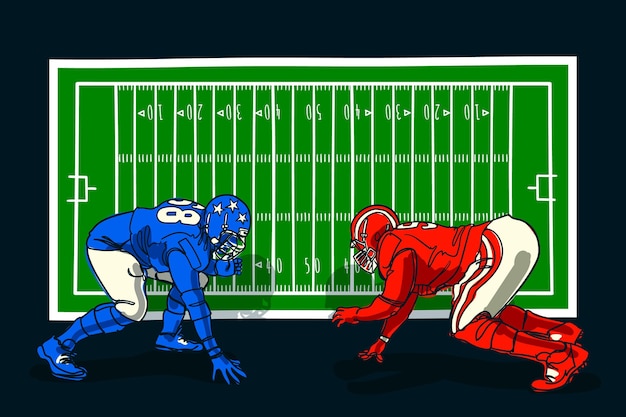 Free Vector american football players in front of field