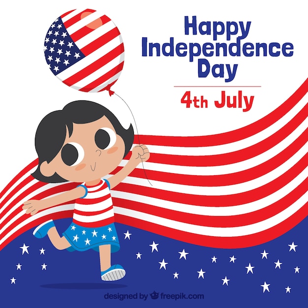 Free Vector american independence day with lovely girl