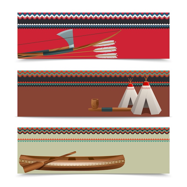 Free vector american indian ethnic banners set