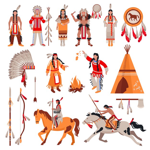 American Indians characters and elements Set