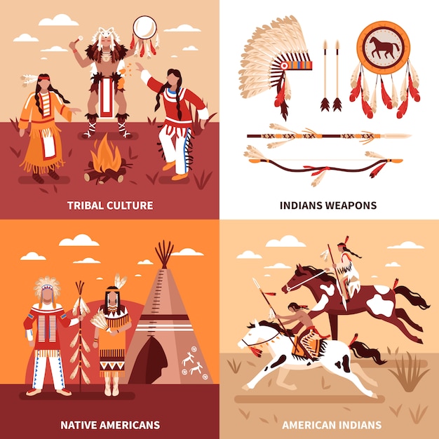 American Indians illustration Design Concept