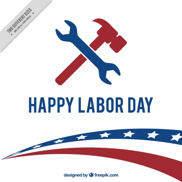 American labor day background with wrench and hammer