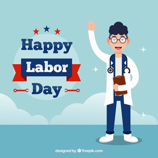 American labor day composition with flat design