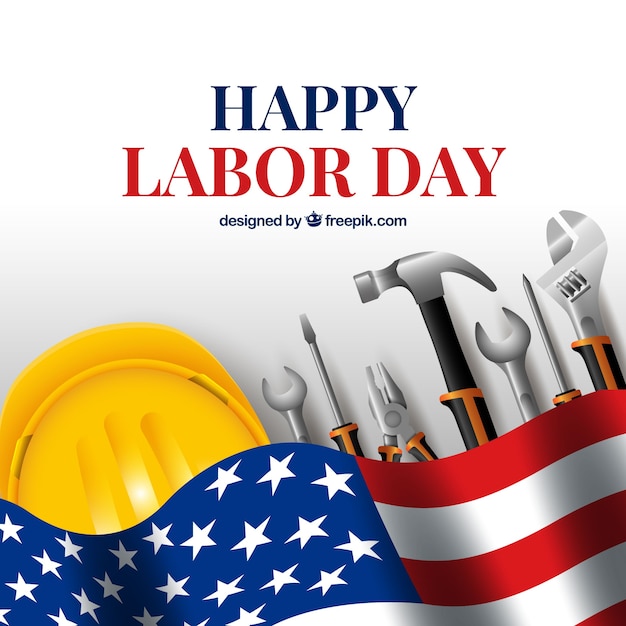 American labor day composition with realistic style