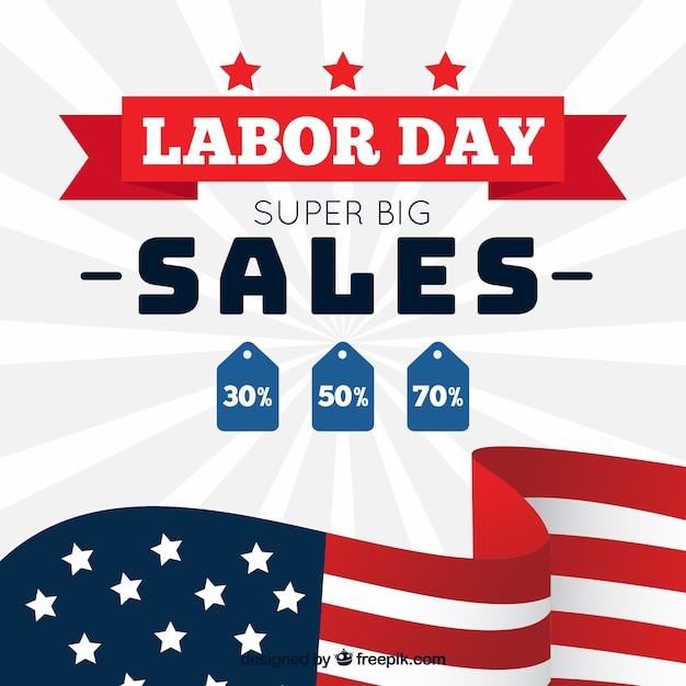 American labor day sale with flat design