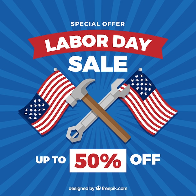 American labor day sale with flat design