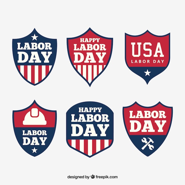 American vintage labor day badges set