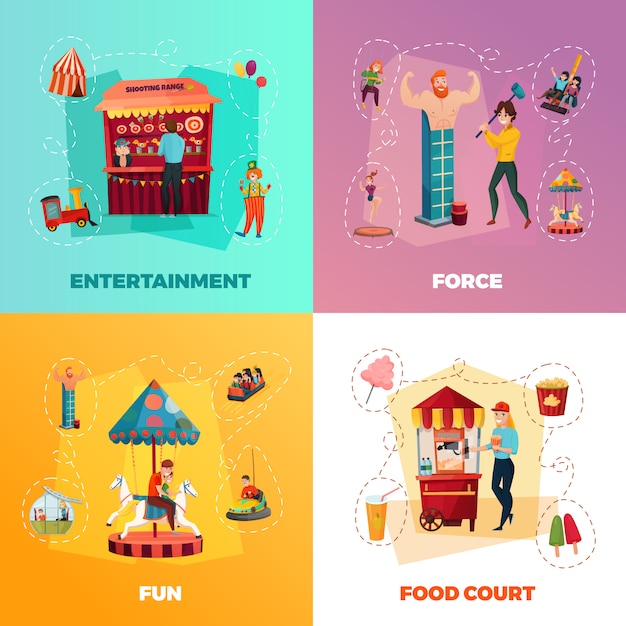 Free Vector amusement park composition set