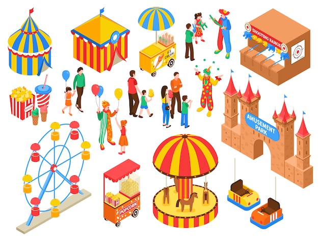 Amusement Park Isometric Set