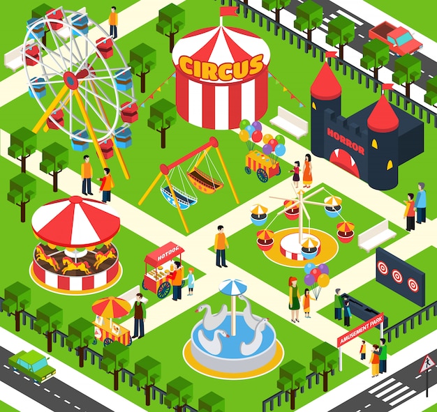 Free Vector amusement park isometric