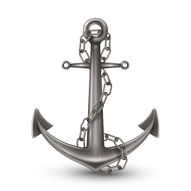 Anchor With Chain Realistic Style