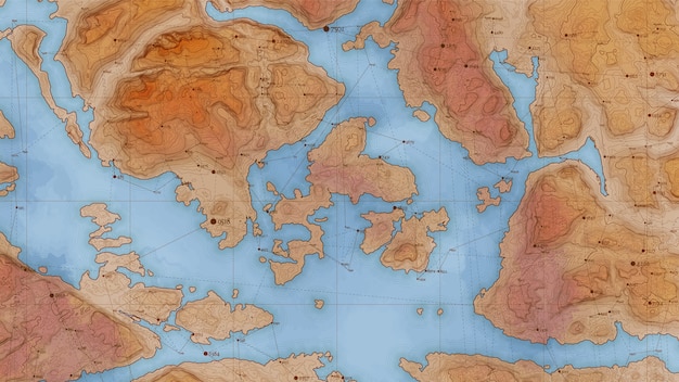 Free Vector ancient abstract earth relief map with big data and connections. 