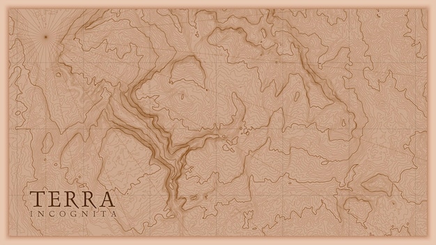 Free Vector ancient abstract earth relief old map. generated conceptual elevation map of fantasy landscape.