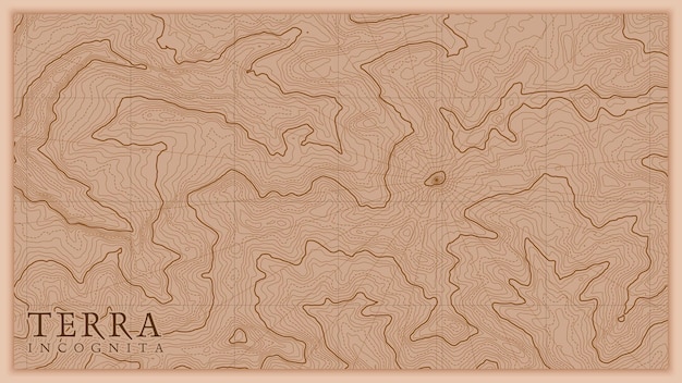 Ancient abstract earth relief old map. Generated conceptual vector elevation map of fantasy landscape.