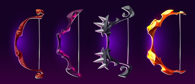 Free Vector ancient bows set isolated on black background