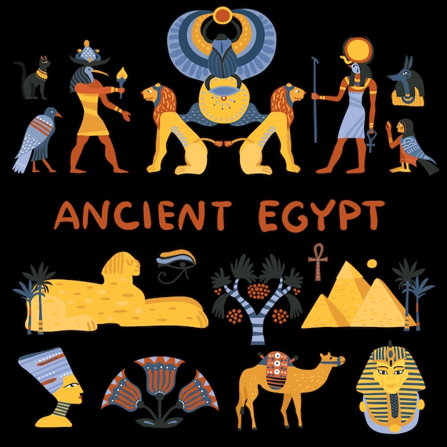 Ancient Egypt Decorative Icons Set