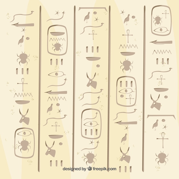 Free Vector ancient egypt hieroglyphics background with flat design