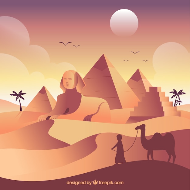 Ancient egypt landscape with flat design