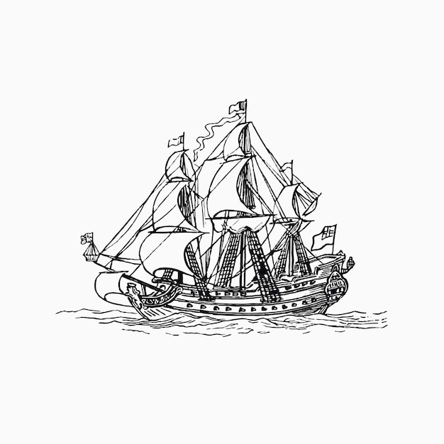 Free vector ancient ship on white background