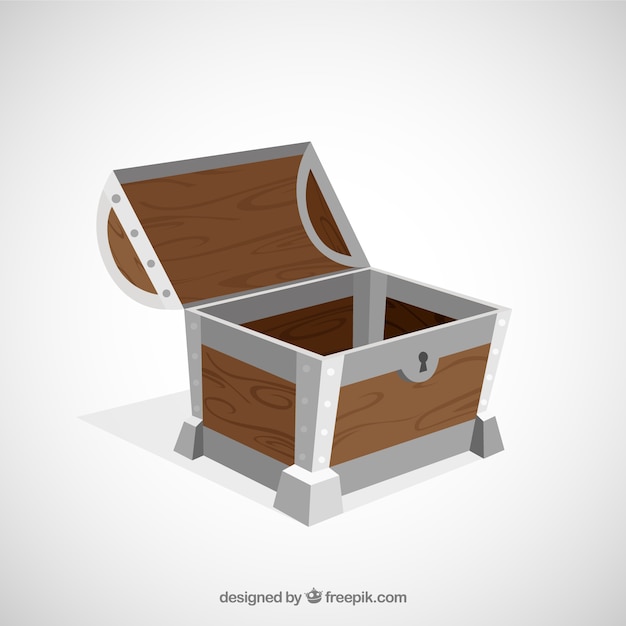 Ancient treasure chest with flat design