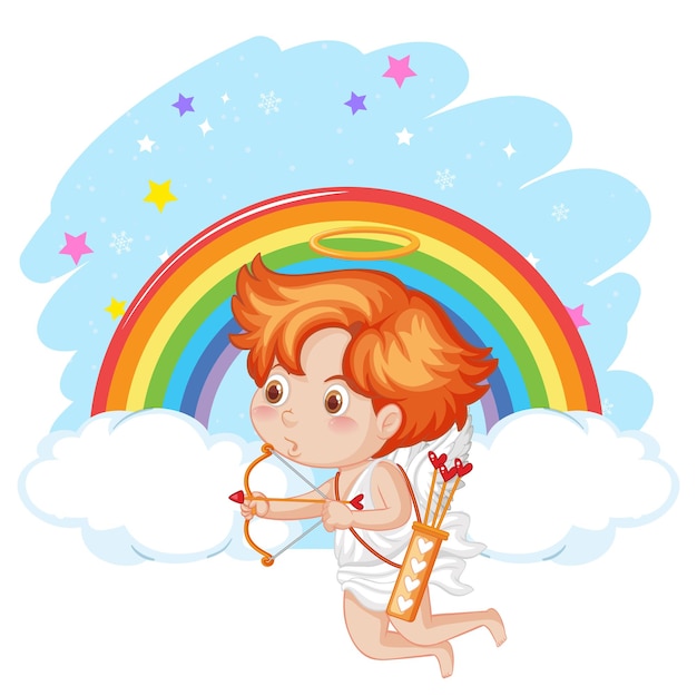 Free vector angel boy holding bow and arrow cartoon character