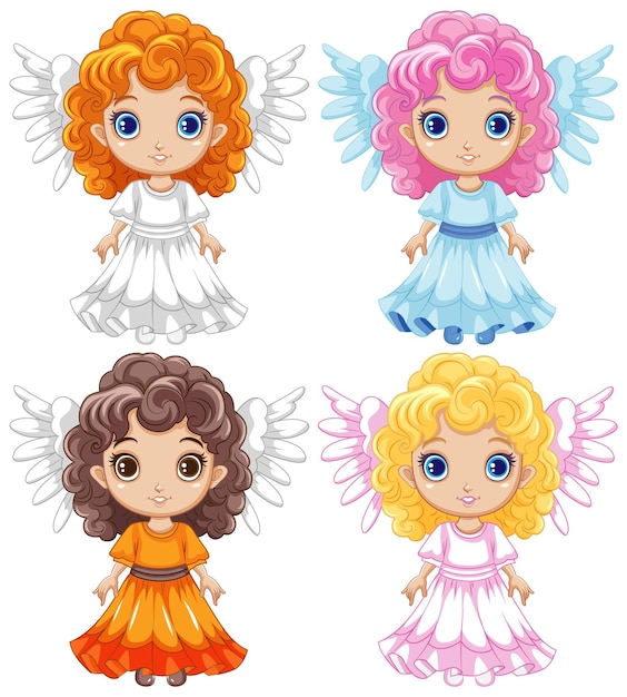 Free Vector angel girl with wings cartoon character