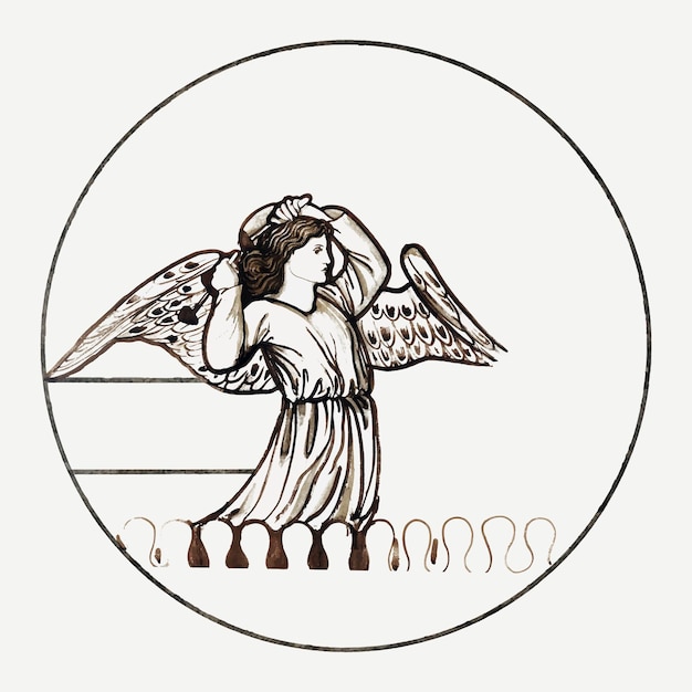 Angel vector illustration, remixed from artworks by Sir Edward Coley Burne&amp;ndash;Jones