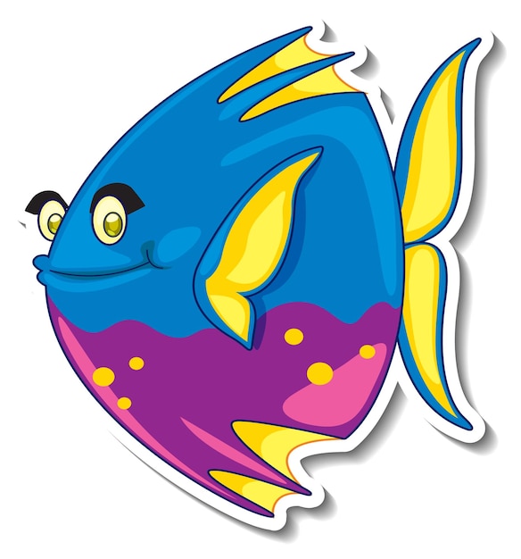 Angelfish sea animal cartoon sticker