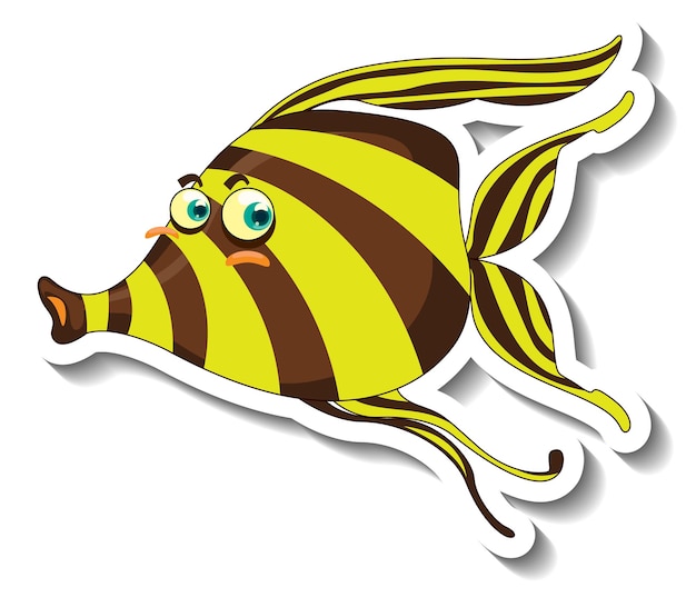 Free Vector angelfish sea animal cartoon sticker