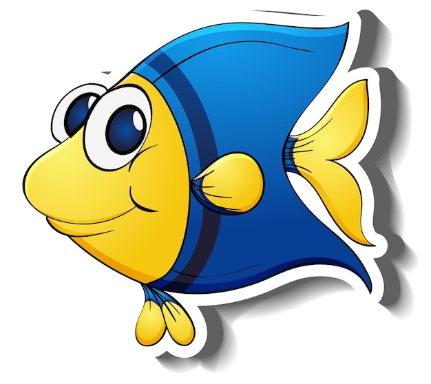 Free Vector angelfish sea animal cartoon sticker