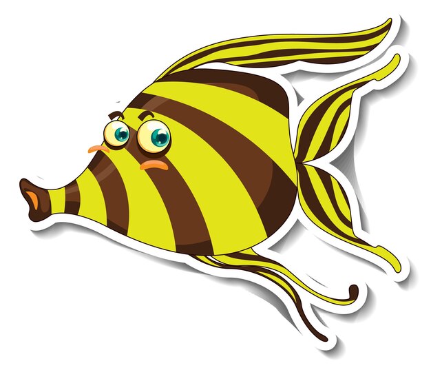 Angelfish sea animal cartoon sticker