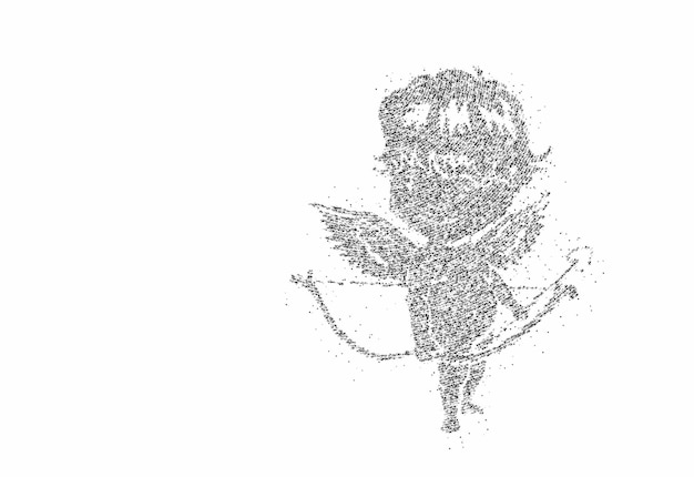 Angels with arrows and bow. Vector Particle illustration.