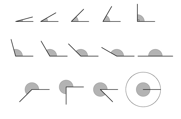 Free Vector angles various. set of vector icons consisting of angles of different degrees.