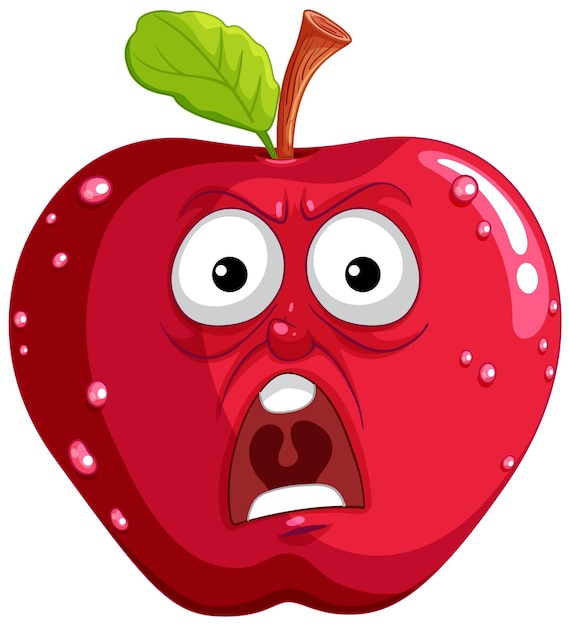 Free Vector angry apple cartoon illustration